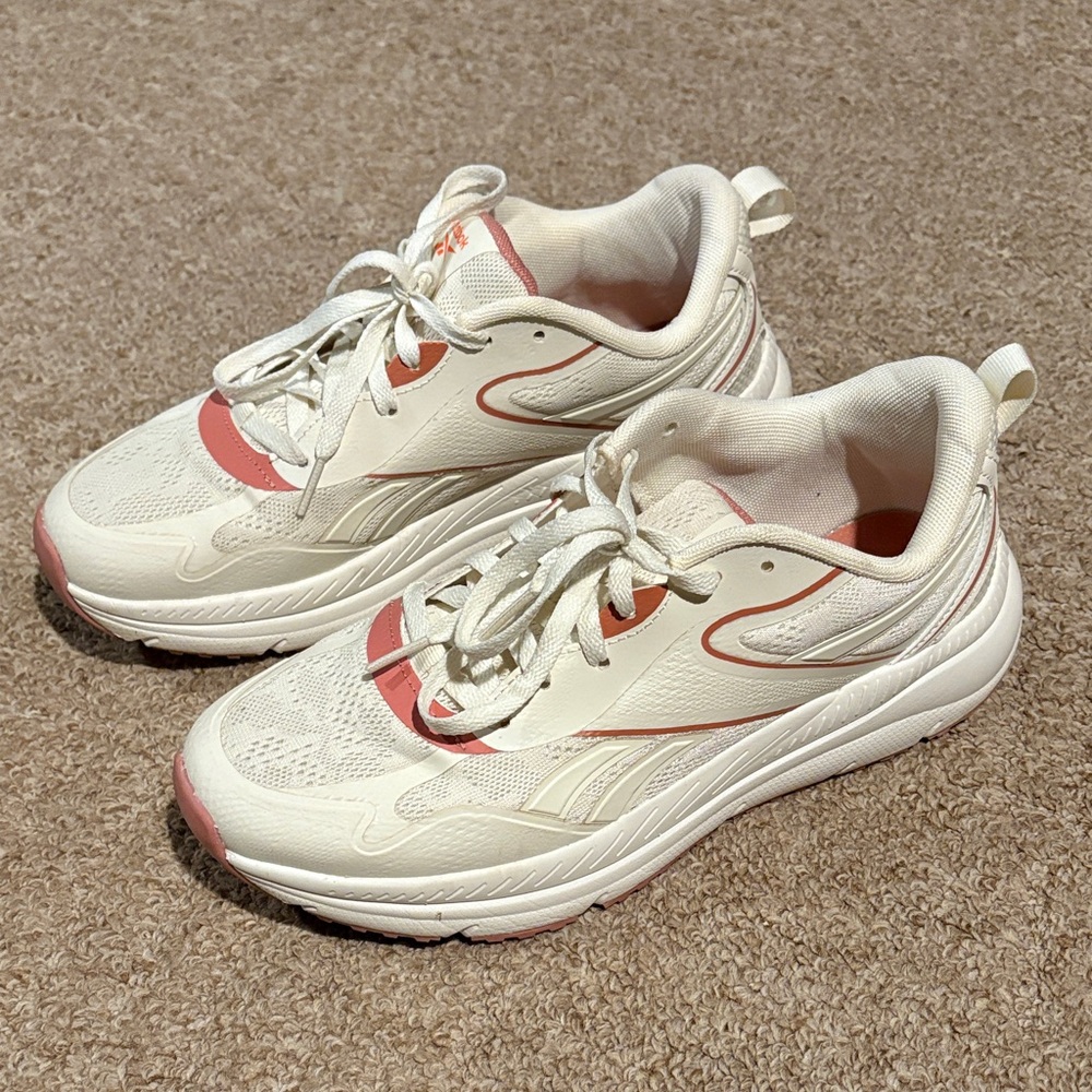 Reebok Women's Cream and Pink Sneakers - Picture 3 of 8
